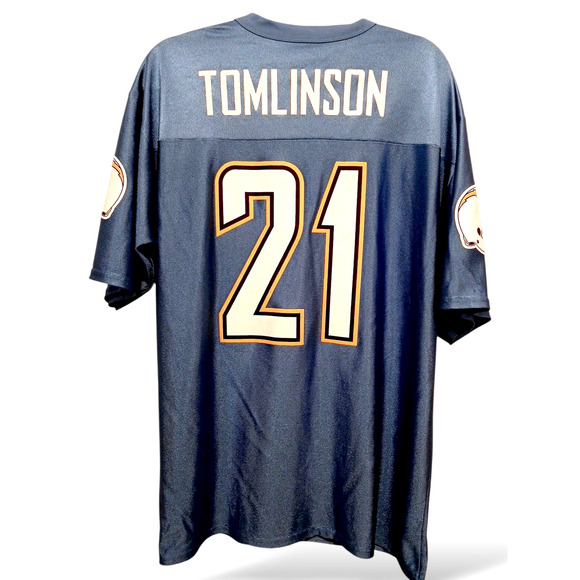 NFL San Diego Chargers Ladainian Tomlinson 21 Jersey Men Sz L Blue Helmet Sleeve - Picture 1 of 15